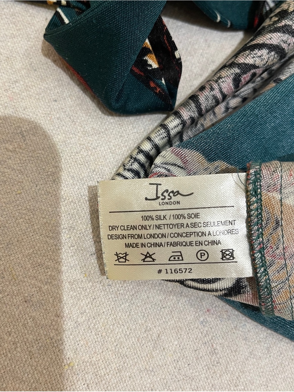 Issa London Teal Kimono Wrap/Tie Dress, Pheasants Print - Picture 7 of 10